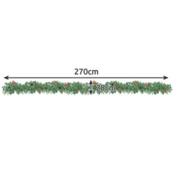 Girlanda choinkowa z szyszkami i czerwonymi akcentami, wymiary 270 × 28 cm