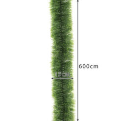 Girlanda choinkowa zielona o długości 600 cm i średnicy 15 cm z wymiarami