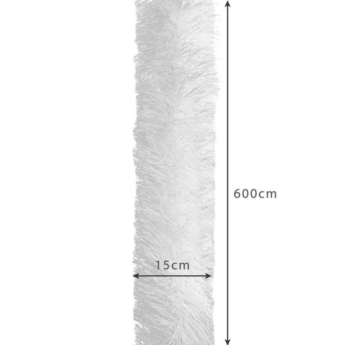 Biała girlanda choinkowa o długości 600 cm i szerokości 15 cm z wymiarami