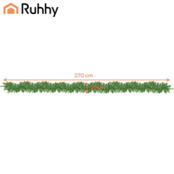 Zielona girlanda choinkowa PVC z oznaczonymi wymiarami 270 × 29 cm