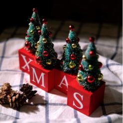 Dekoracja Świąteczna Choinki Na Kostkach XMAS 4 szt. - obrazek 8