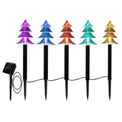 Lampki Solarne Ogrodowe LED Choinki Wbijane Multikolor 5 szt. - obrazek 2