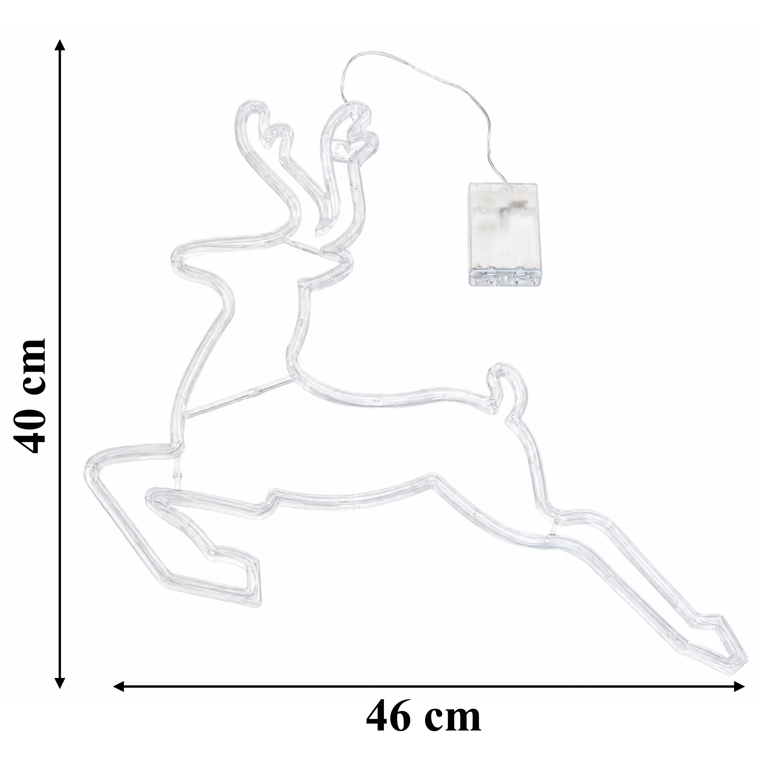 Renifer świąteczny LED w formie konturu z wymiarami 40 × 46 cm