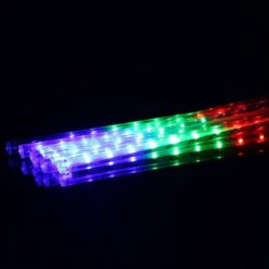 Kolorowe lampki LED meteory w formie ośmiu sopli świetlnych
