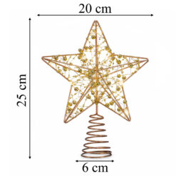 Gwiazda LED na czubek choinki z wymiarami 25 cm, 20 cm i 6 cm