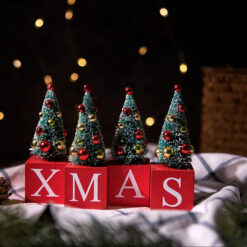 Dekoracja Świąteczna Choinki Na Kostkach XMAS 4 szt. - obrazek 6
