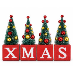 Dekoracja Świąteczna Choinki Na Kostkach XMAS 4 szt. - obrazek 2