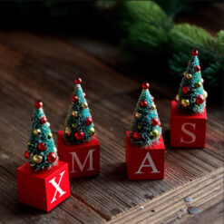 Dekoracja Świąteczna Choinki Na Kostkach XMAS 4 szt. - obrazek 7